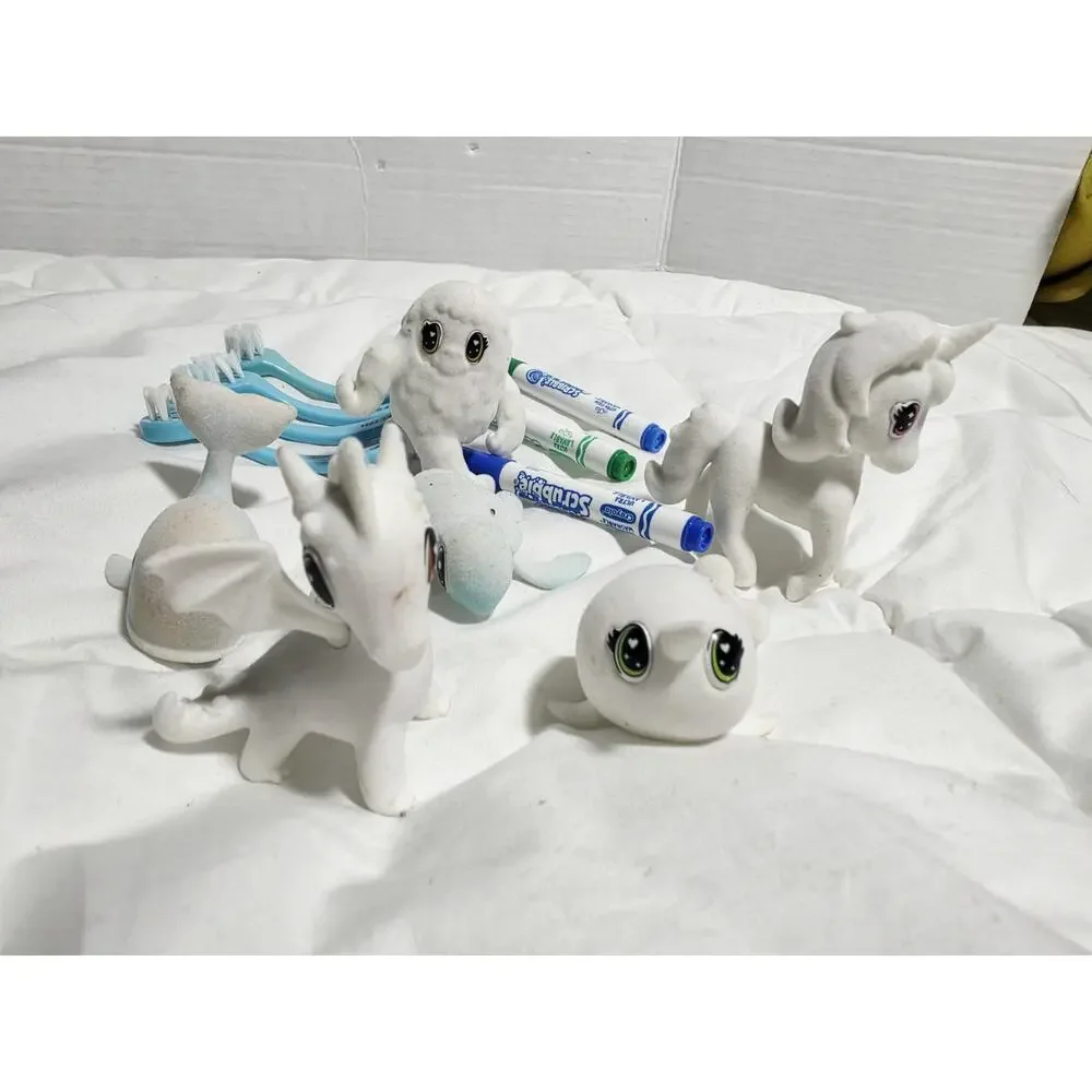 Crayola Washimals Scribble Scrubbie Flocked Animals Lot of 6 Markers Brush